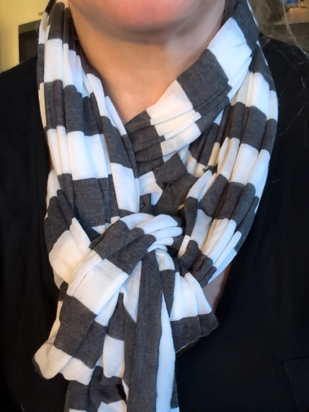 J.Crew Striped Modal Jersey Wrap Super Soft Scarf Black White -